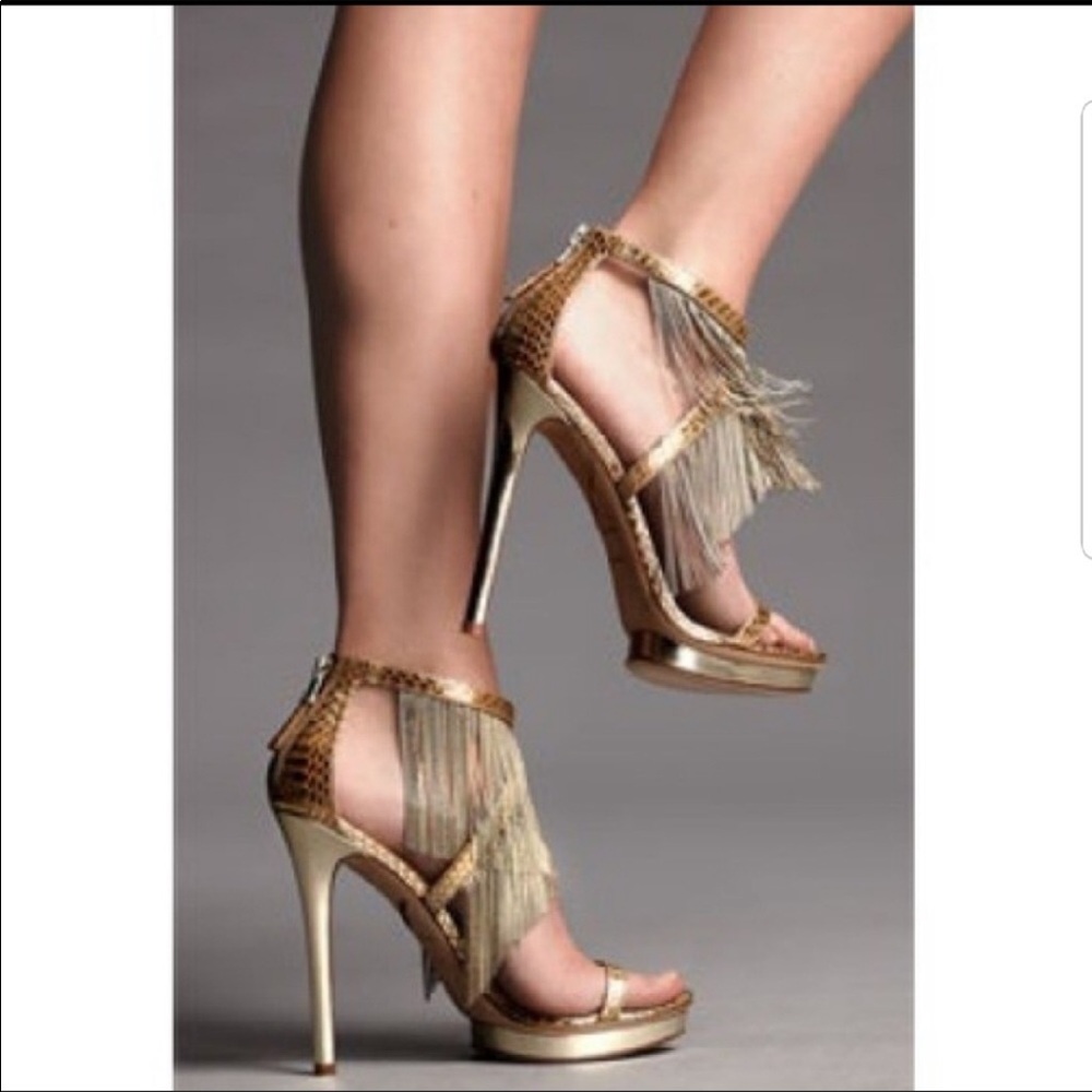 Brian Atwood Metal Fringe Heels